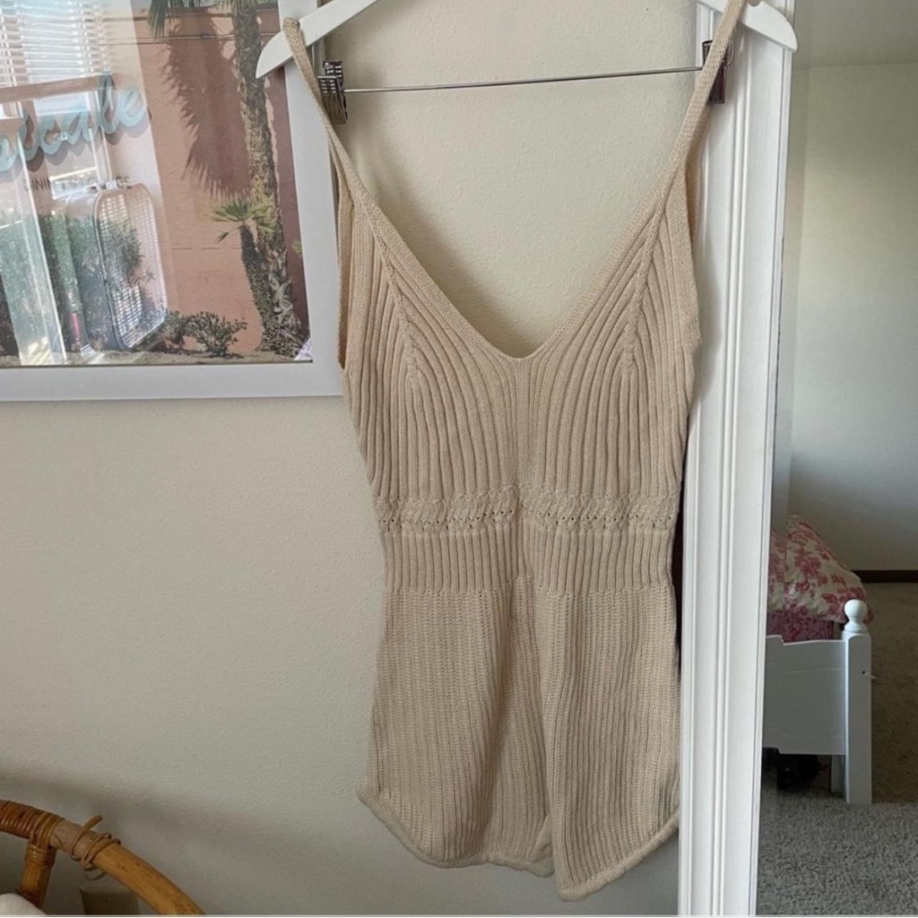 Nwt Anthropologie Open Waters Knit Romper Coastal Minimalist Ivory Size Large